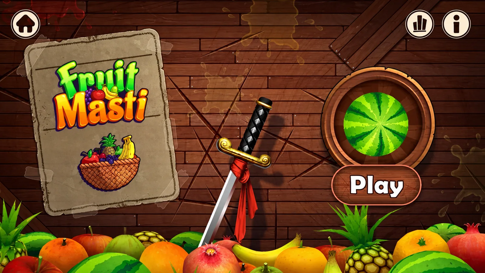Fruit Masti augmented-reality game start screen from the Celeste AR work