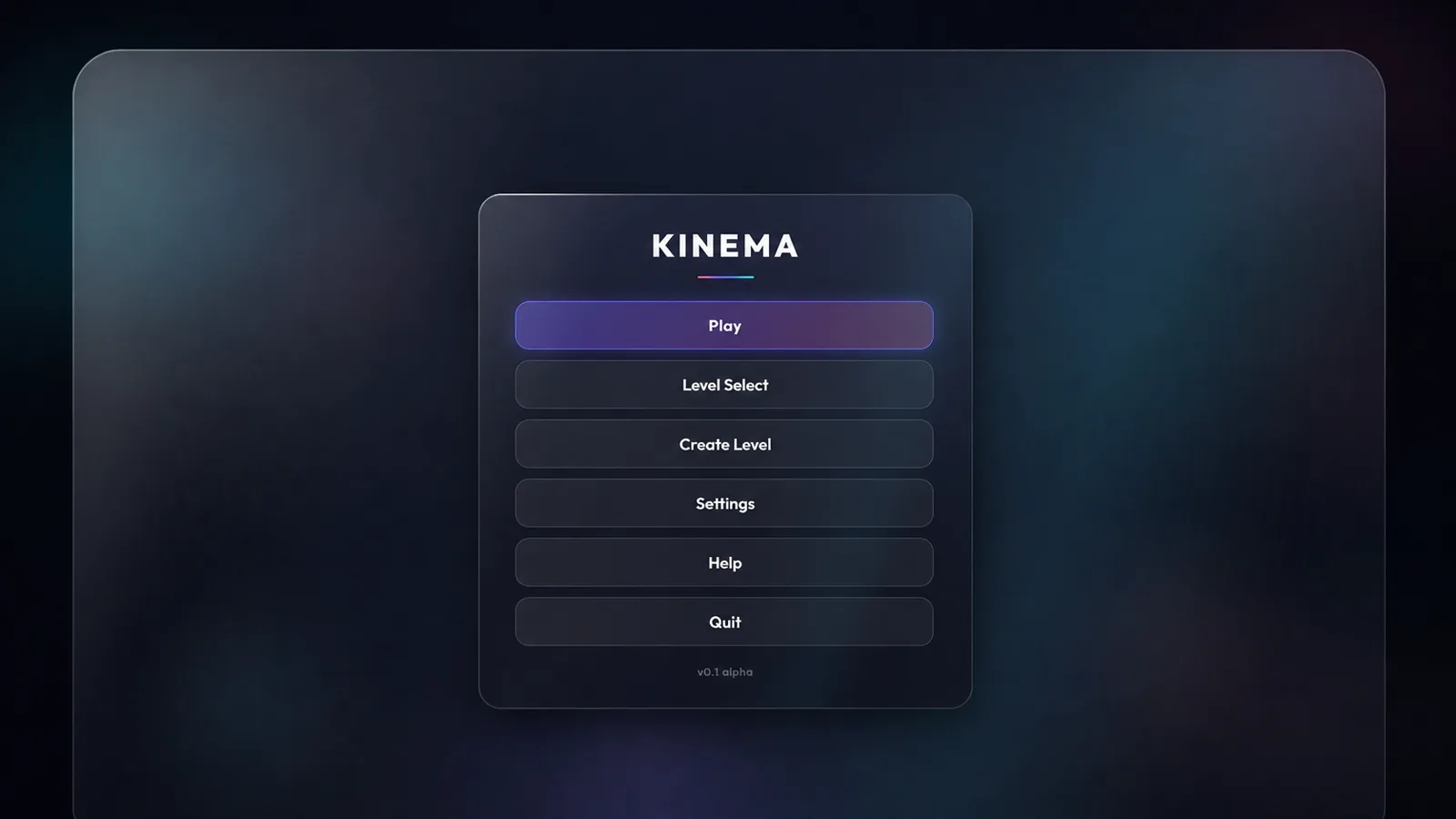Kinema browser gameplay scene inside its procedural showcase corridor