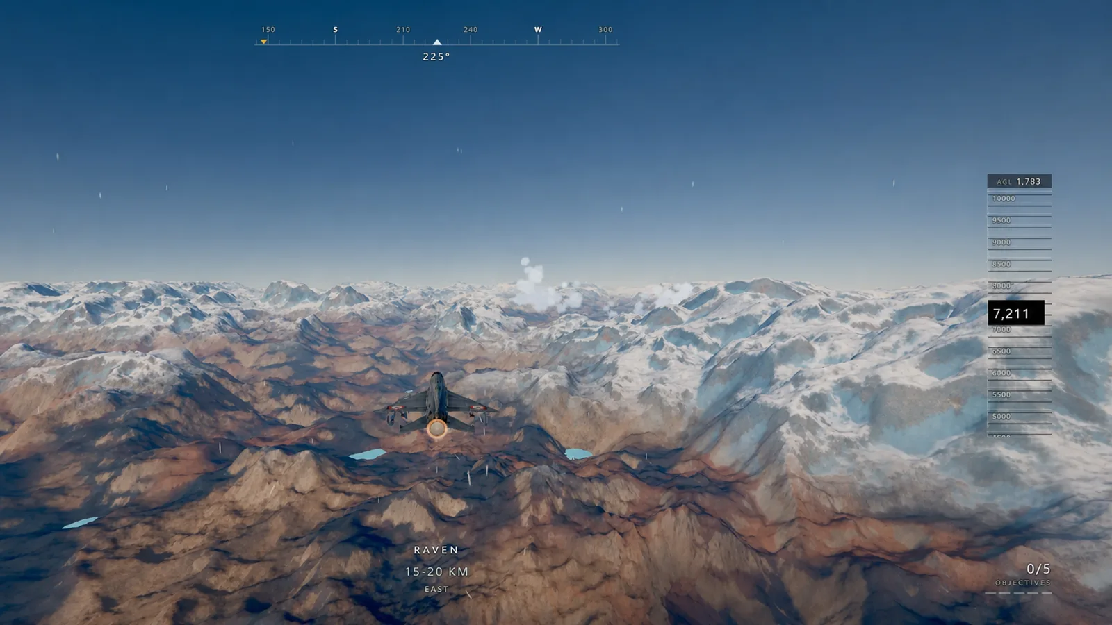 Safed Sagar MiG-21 flying through a snowy high-altitude mountain environment