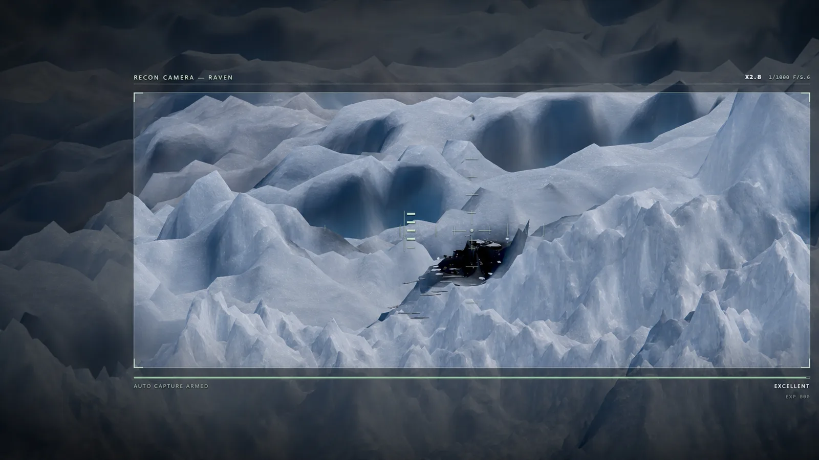Safed Sagar reconnaissance optic framing a target in snowy mountain terrain