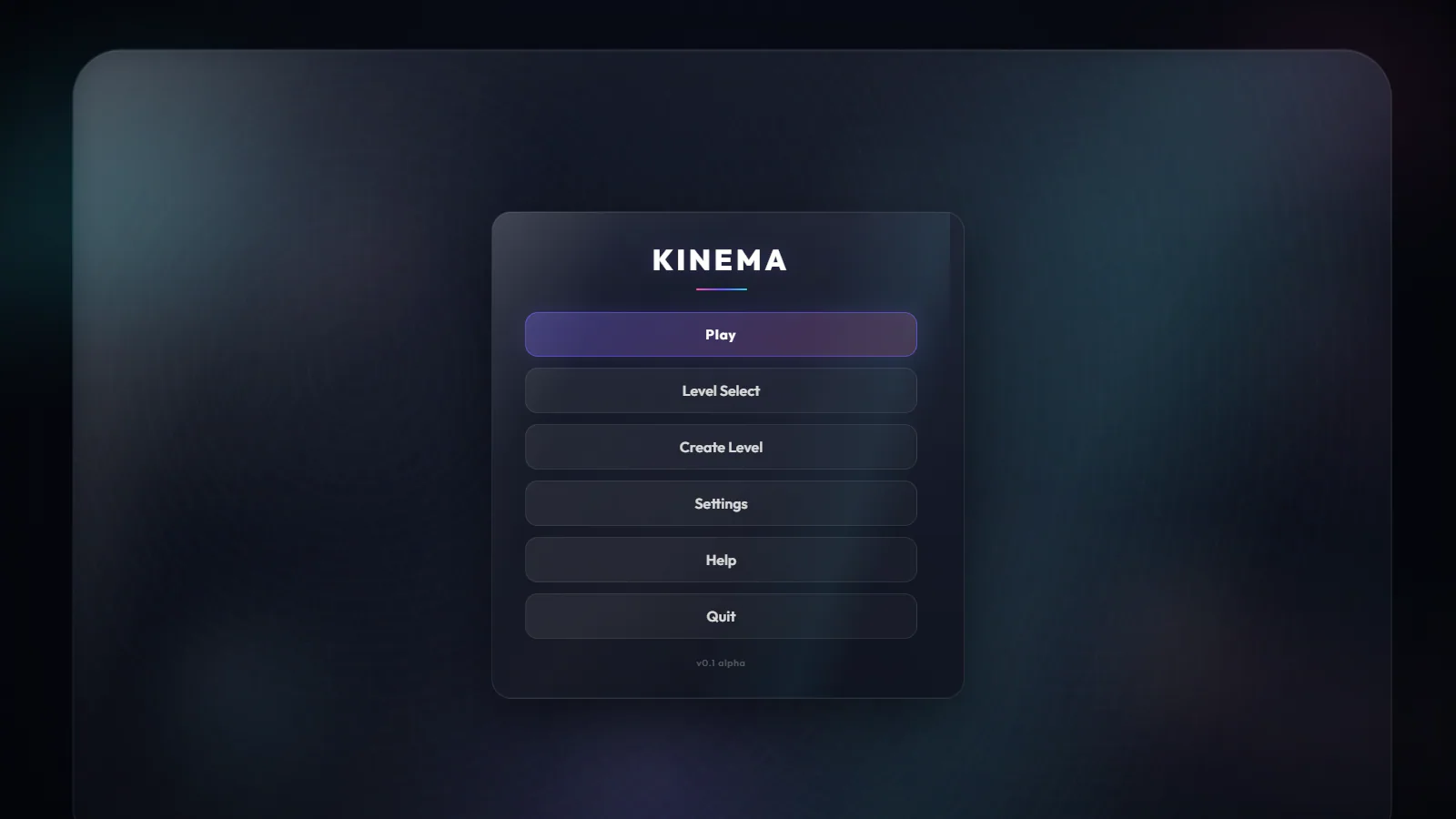 Kinema menu for entering the showcase and opening the editor