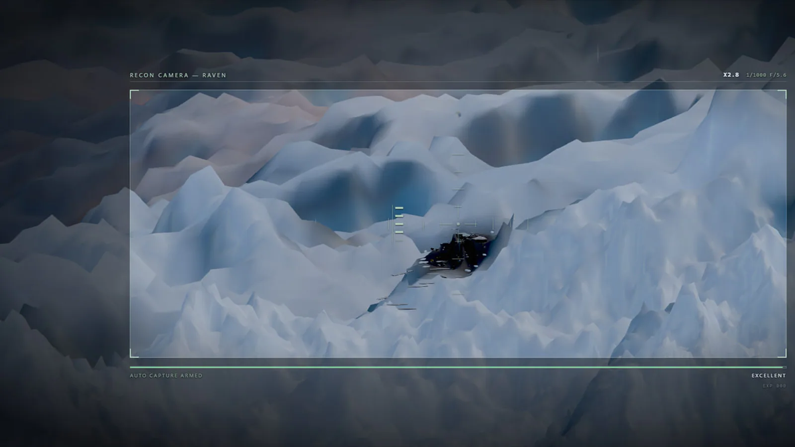 Safed Sagar reconnaissance optic framing a target in snowy mountain terrain